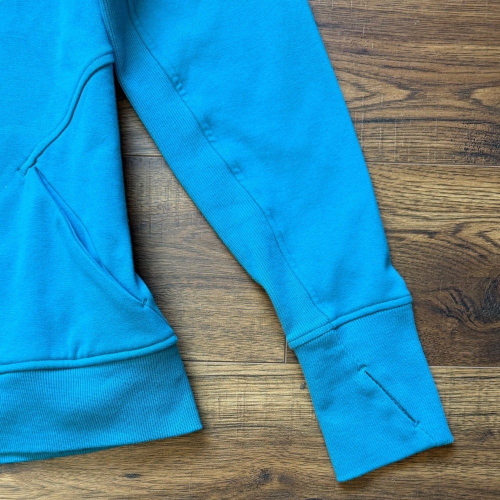 Athleta Women’s Zip Up Thumb Hole Sleeve Fleece Lined Hoodie Blue Size Large - Picture 5 of 11